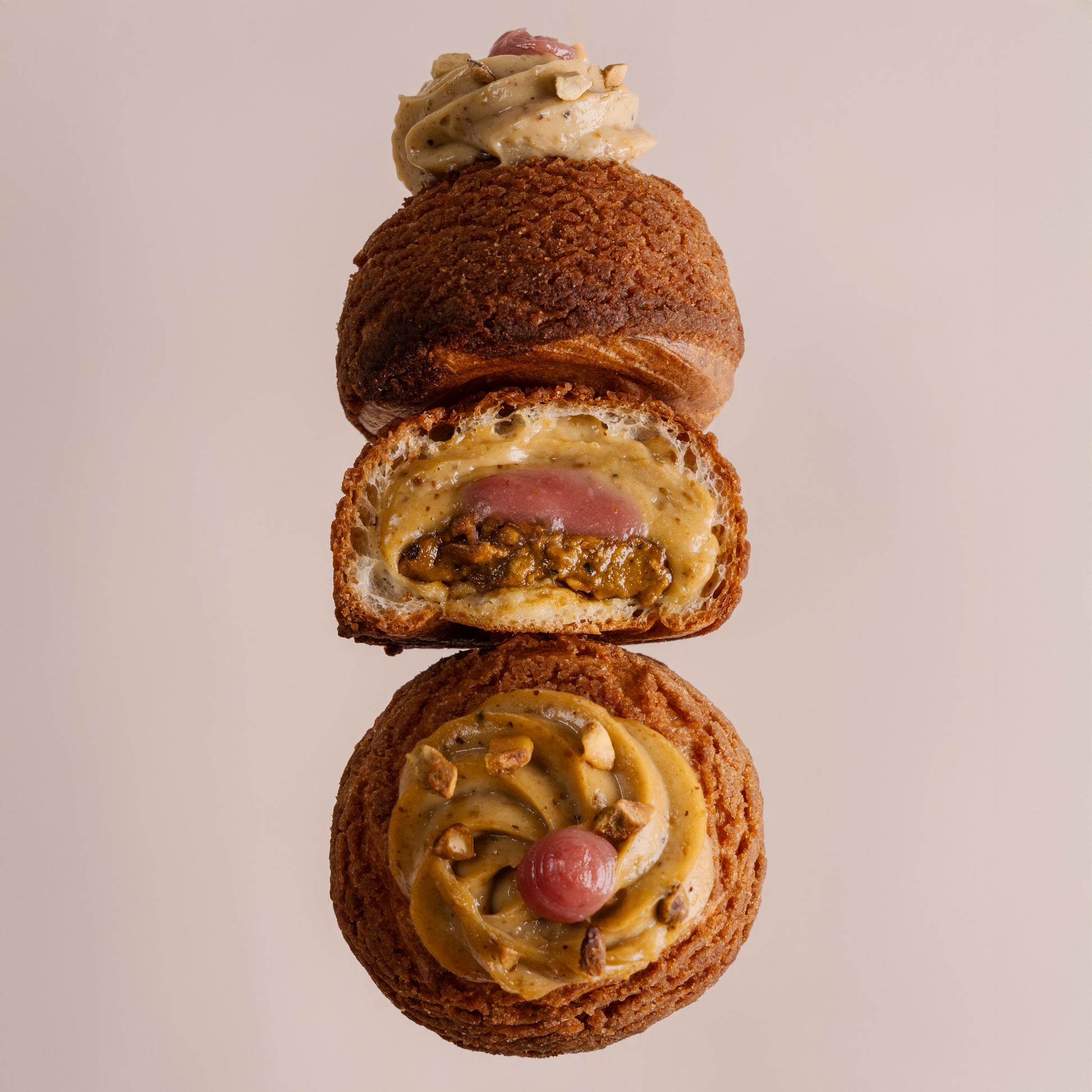 Pistachio Cherry Choux au Craquelin