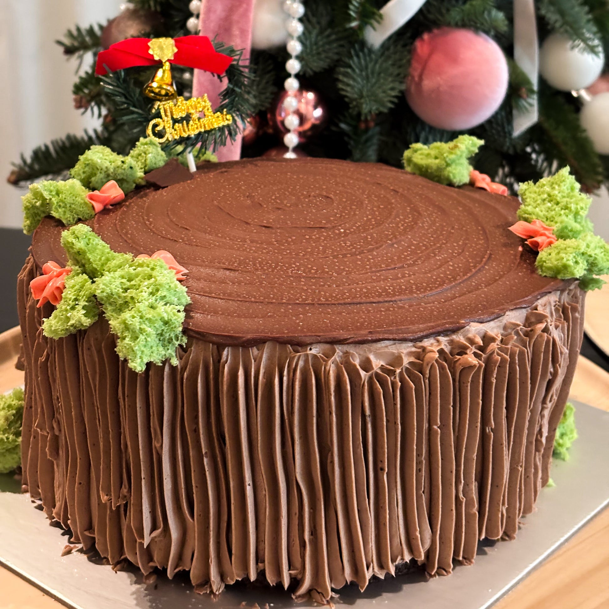 Dark Chocolate Hazelnut Log Cake